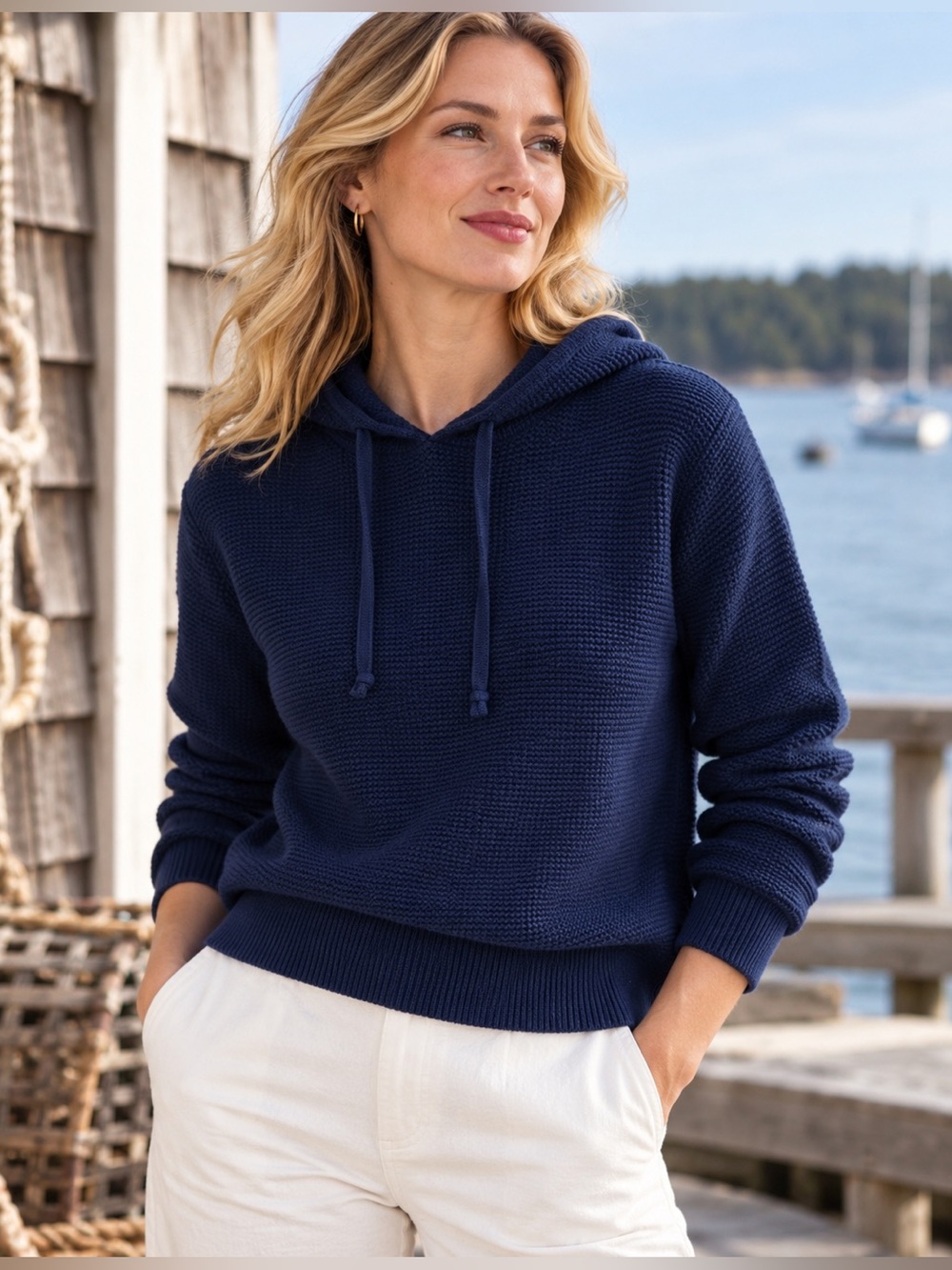 GAP Indigo Knit Hooded Pullover